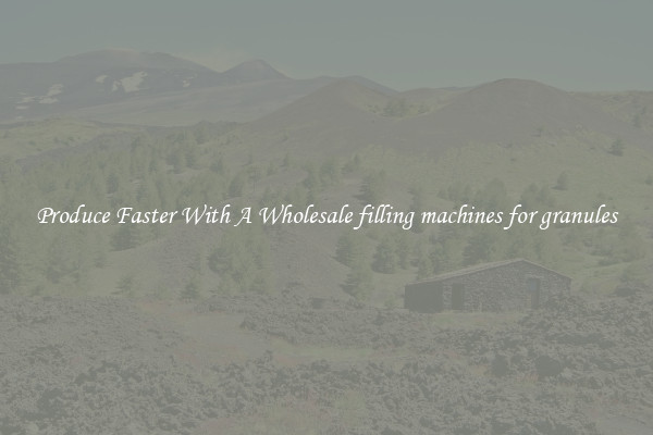 Produce Faster With A Wholesale filling machines for granules