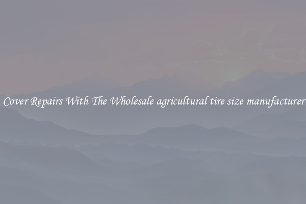  Cover Repairs With The Wholesale agricultural tire size manufacturer 