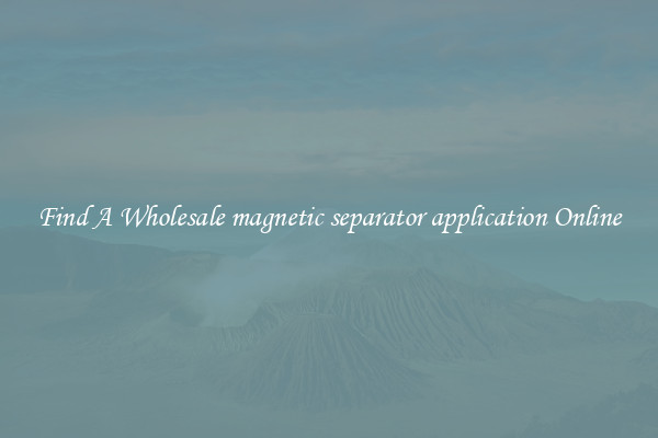 Find A Wholesale magnetic separator application Online